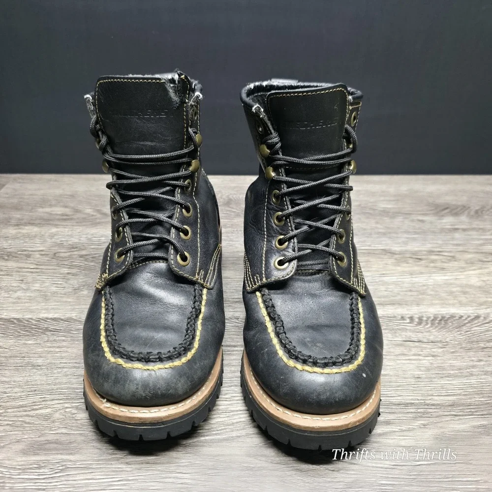 Skechers‎ Men's Work Boots -  Size 9.5 - Oil Resistant, Moc Toe, Black Leather